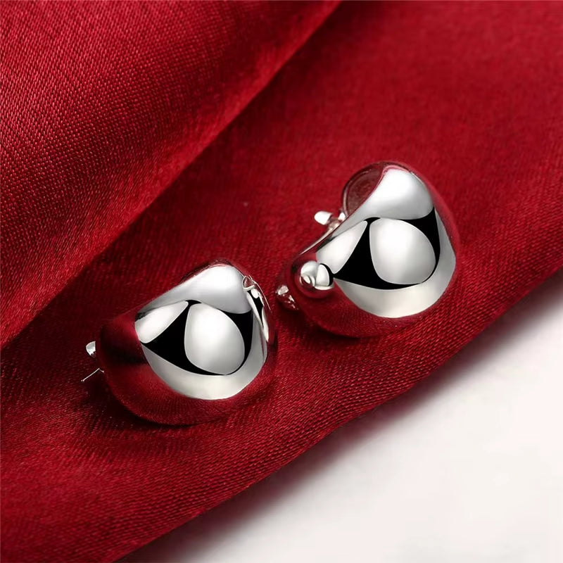 925 Sterling Silver Smooth Egg Shape Hoop Earrings Cute Romantic Jewelry for Women Wedding Party Gift Wholesale