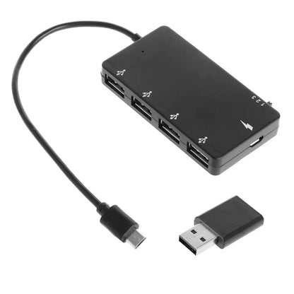1 Set Micro USB OTG 4 Port Hub Power Charging Adapter Cable for Smartphone Tablet High Speed