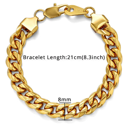 Mens 316L Stainless Steel Male Bracelet Wholesale Braslet Gold Silver Color Braclet Chunky Cuban Chain Link Bracelet for Man