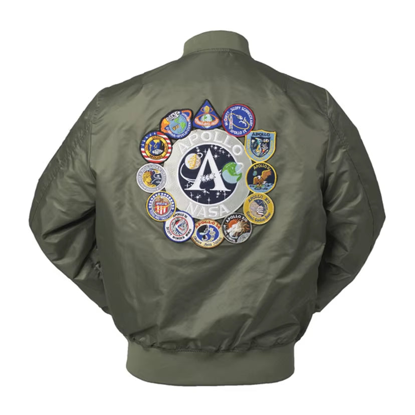 2025 New Autumn Apollo Thin 100Th SPACE SHUTTLE MISSION Thin MA1 Bomber Hiphop US Air Force Pilot Flight College Jacket for Men