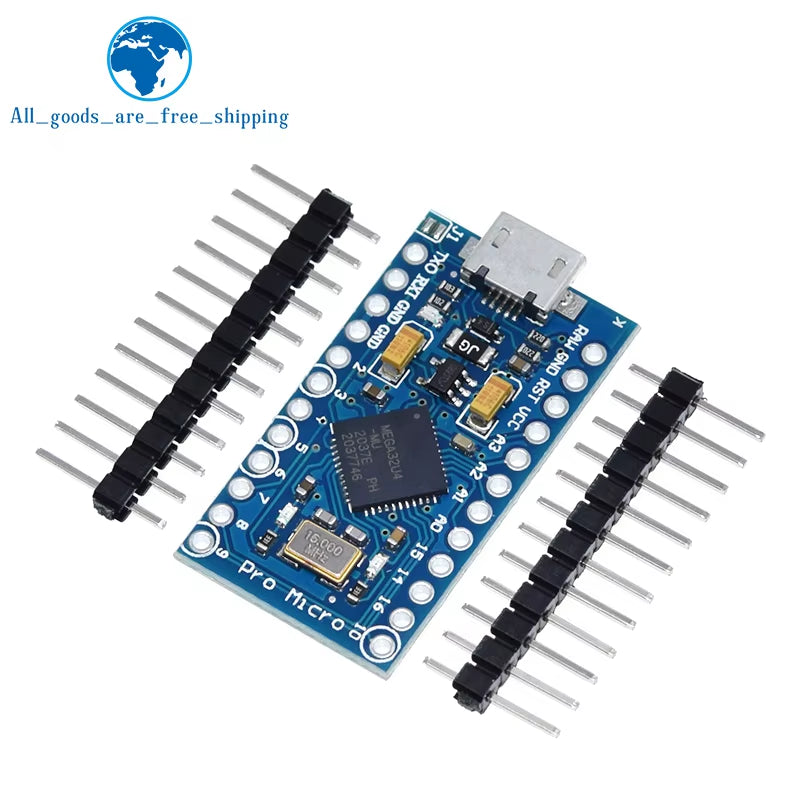 Pro Micro Atmega32U4 5V 16Mhz Original Chip Replace Atmega328 for Arduino Pro Mini with 2 Row Pin Header for Leonardo UNOR3