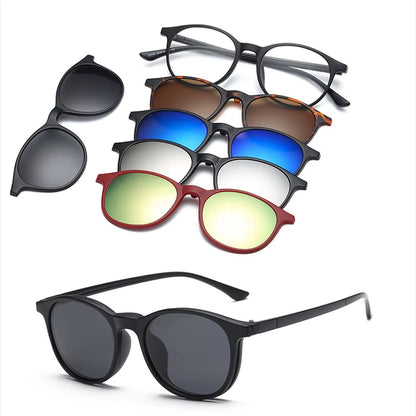 6 in 1 Changed Lens 5 Lenes Magnet Sunglasses Mirrored Sunglasses Glasses Men Polarization Custom Prescription