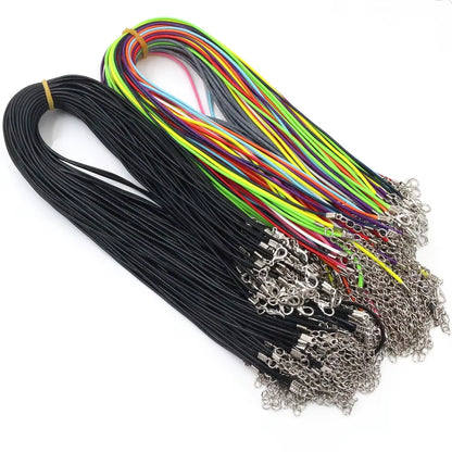 Handmade Leather 20Pcs/Lot Adjustable Braided Rope Necklaces & Pendant Charms Findings Lobster Clasp String Cord