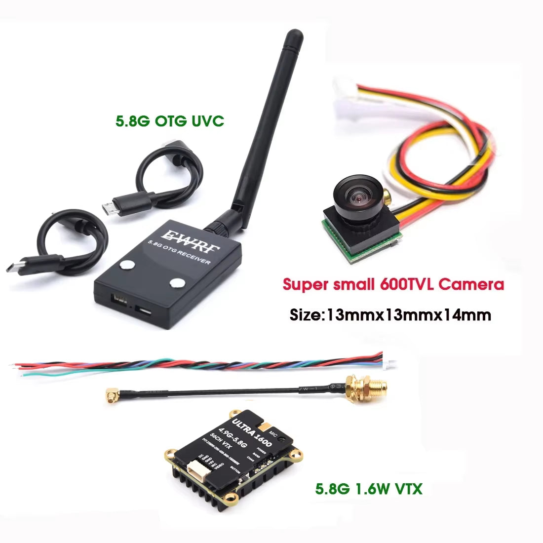 VTX2W5 5.8GHZ 1.6W / 2.5W 64CH FPV VTX Transmitter & 1500TVL / 1800TVL / 2000TVL Camera Receiver UVC for FPV RC Camera Drone