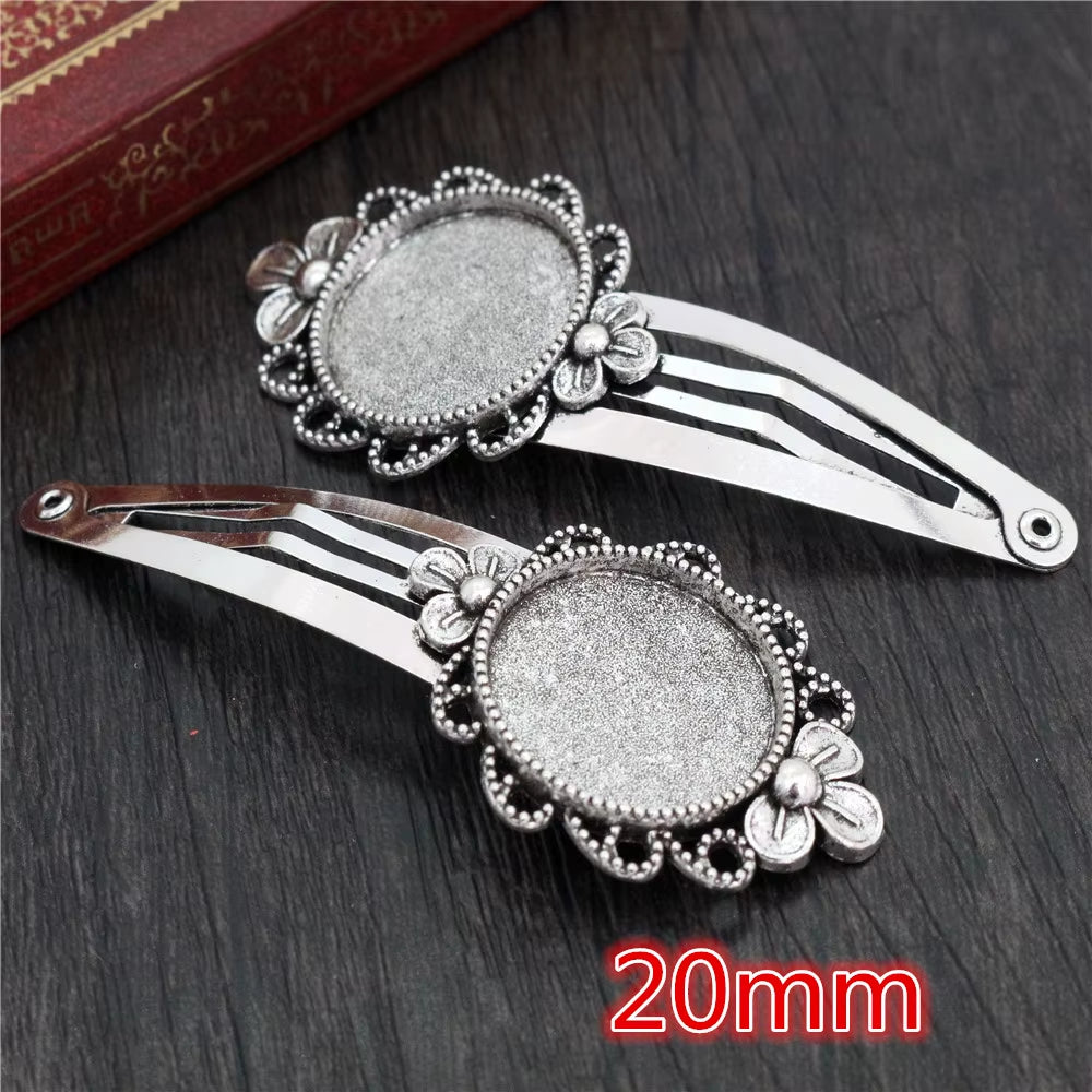 14 16Mm 18Mm 20Mm round Oval 18X25Mm Antique Silver Plated Bronze Copper Material Hairpin Hair Clips Base Setting Cabochon Cameo