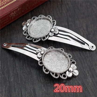 14 16Mm 18Mm 20Mm round Oval 18X25Mm Antique Silver Plated Bronze Copper Material Hairpin Hair Clips Base Setting Cabochon Cameo
