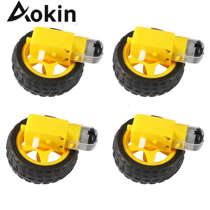DC Electric Motor with TT Motor Tire Wheel 3-6V Dual Shaft Gear Motor TT Magnetic Gearbox Engine for Arduino Smart Car