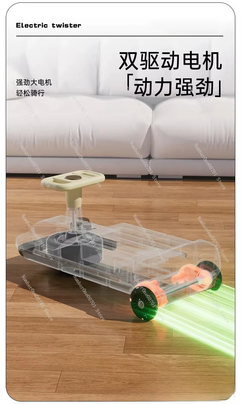 New Children'S Electric Twisting Car, Adults Can Sit, Charge, Anti-Rollover, Go-Kart, Mopping and Drifting Car