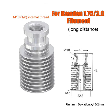 V6 Cooling Tube All Metal J-Head Hotend Block Head Extruder for 1.75Mm 3.0Mm Long or Short Distance 3D Printer Part Wholesale