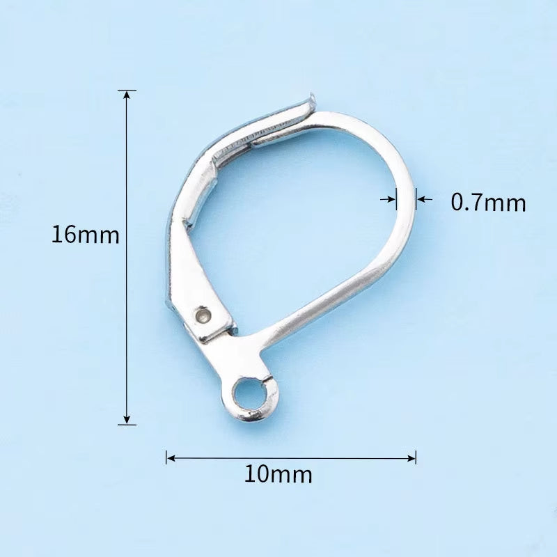 100PCS 925 Sterling Silver DIY Beadings Findings Earring Hooks Leverback Earwire Fittings Components