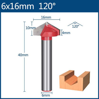 6Mm Router Bit V Shape Groove Milling Cutter Carbide Engraving Bit Woodworking Cutter