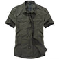 Fashion Cotton Casual Shirts Summer Men plus Size Loose Baggy Shirts Short Sleeve Turn-Down Collar Military Style Male Clothing