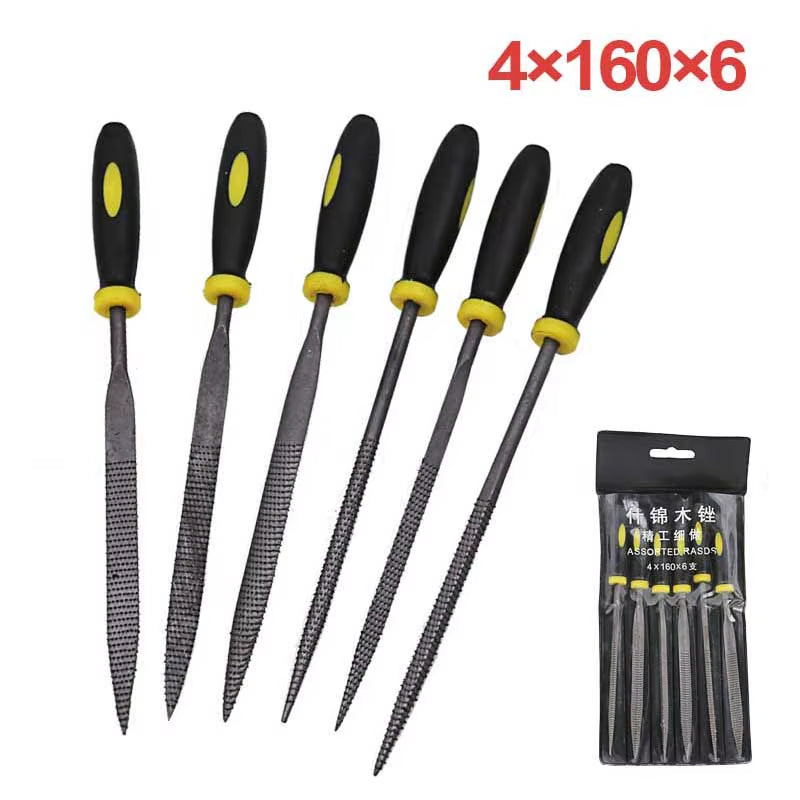 6Pcs Mini Wood Rasp Assorted Files Set Carpentry Filing Tool 5X180Mm 4X160Mm 3X140Mm