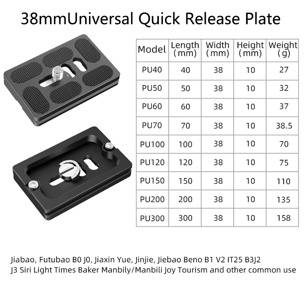 Universal Aluminum Alloy Quick Release Plate Tripod Mount Adapter with 1/4 Screw for Benro Arca Swiss Ball Head and Camera