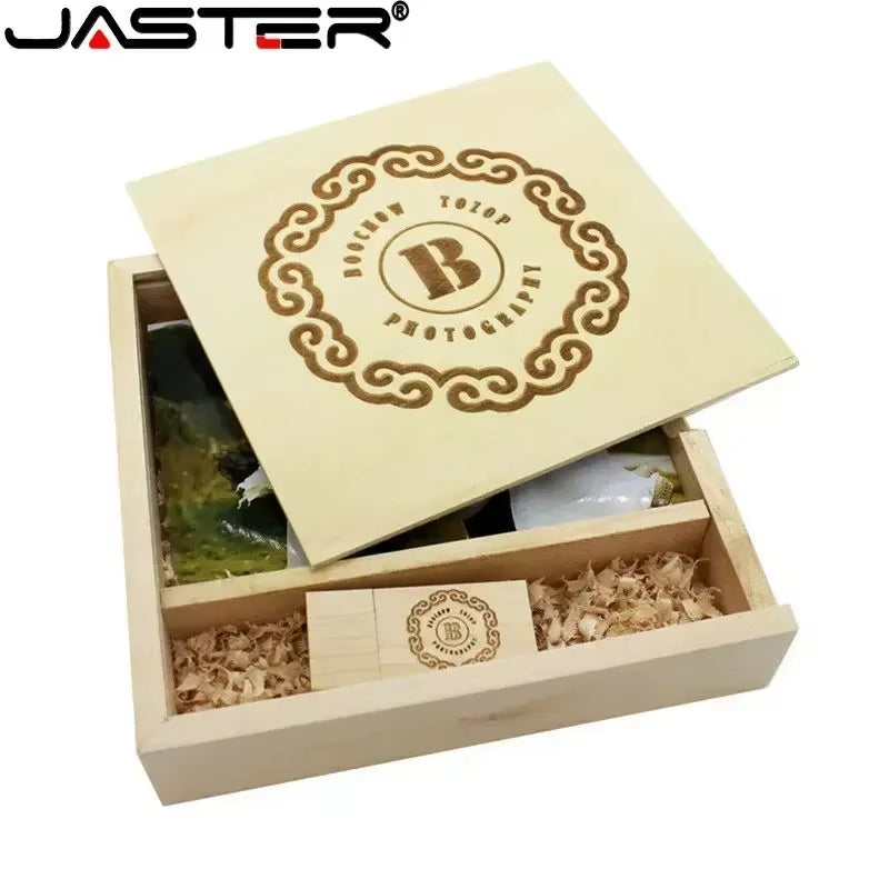 (1 PCS Free LOGO) Photo Unique Album Walnut Wood Usb+Box Pendrive USB Flash Drive 8GB 16GB 32GB 64GB 128GB Photography
