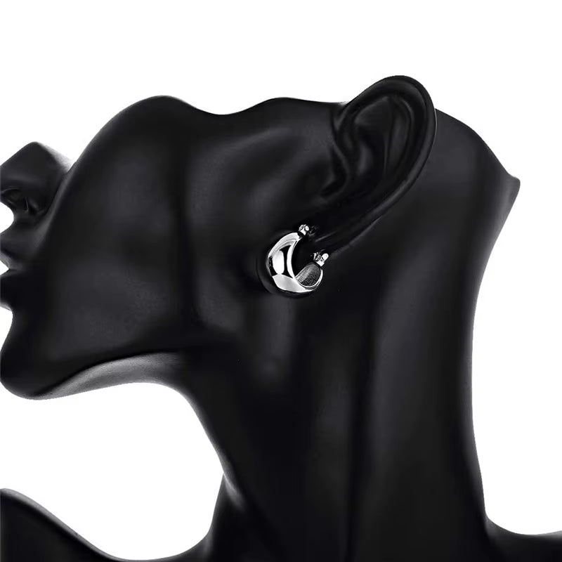 925 Sterling Silver Smooth Egg Shape Hoop Earrings Cute Romantic Jewelry for Women Wedding Party Gift Wholesale