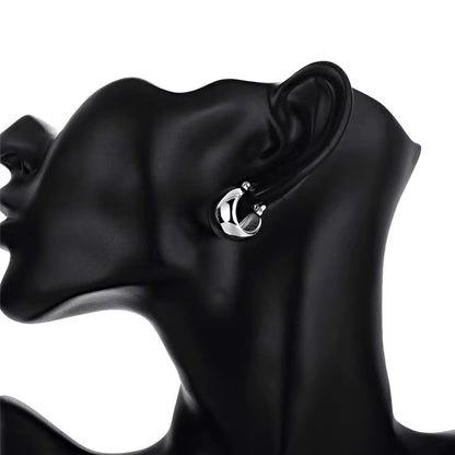 925 Sterling Silver Smooth Egg Shape Hoop Earrings Cute Romantic Jewelry for Women Wedding Party Gift Wholesale