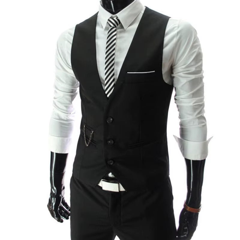 2025 New Arrival Dress Vests for Men Slim Fit Mens Suit Vest Male Waistcoat Gilet Homme Casual Sleeveless Formal Business Jacket