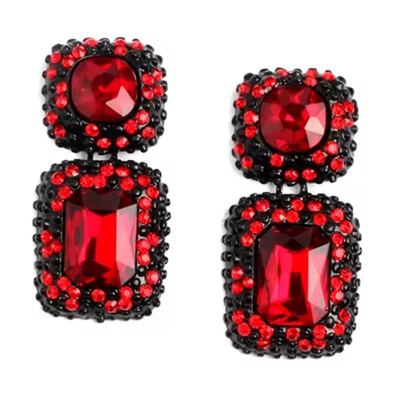 Luxury Blue Crystal Square Dangle Earrings for Women Europe Style Noble Elegant Banquet Party Jewelry Accessories 2024 New