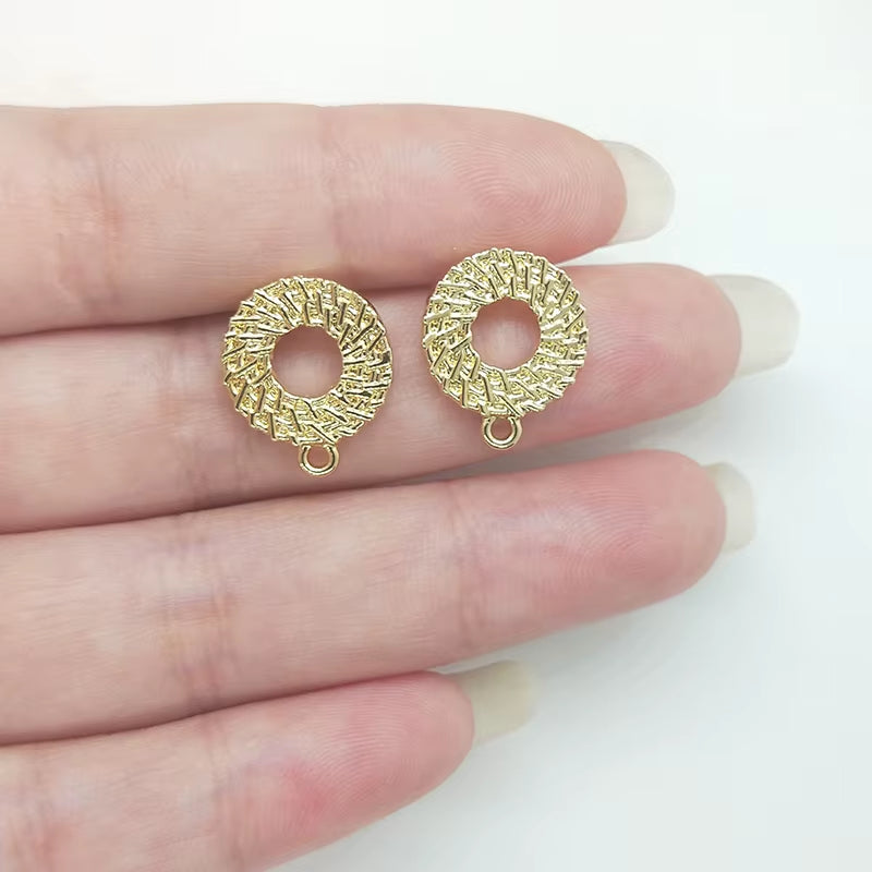 New 16*13Mm 10Pieces/Bag Zinc Alloy Gold Concentric Circles Earring Base Connectors Linkers for DIY Earring Jewelry Accessories