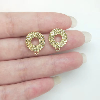 New 16*13Mm 10Pieces/Bag Zinc Alloy Gold Concentric Circles Earring Base Connectors Linkers for DIY Earring Jewelry Accessories