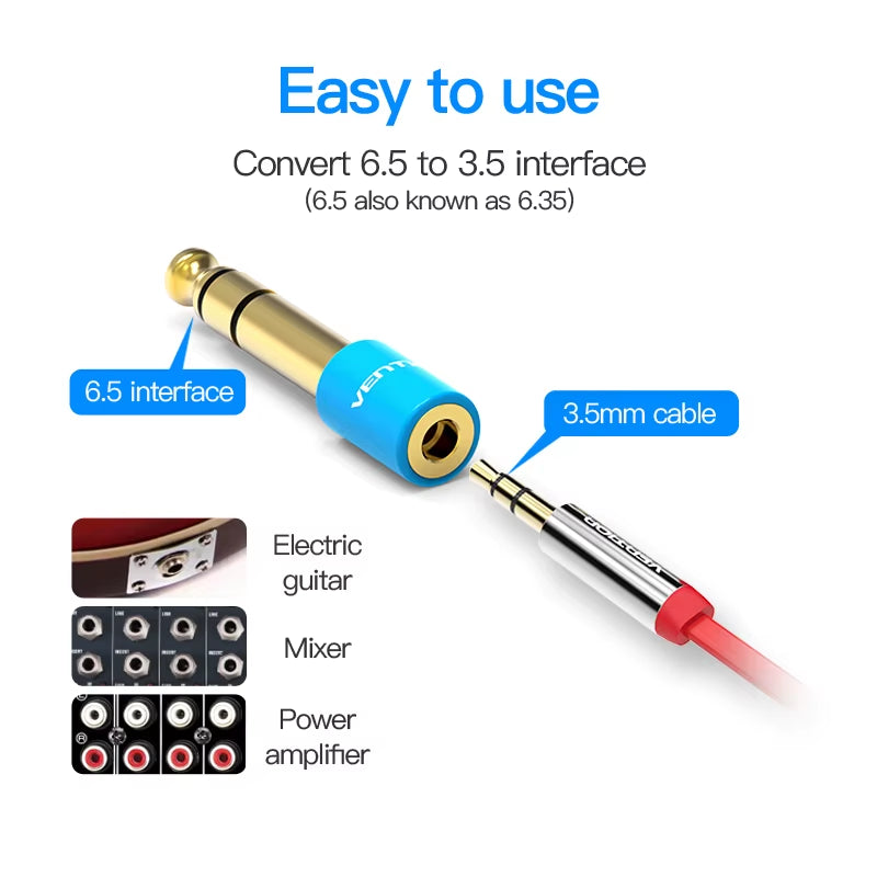 6.5Mm to Jack 3.5Mm Microphone Audio Plug for Amplifier Electric Guitar Adapter Aux Cable 3.5 Jack 6.35 Converter 2Pcs