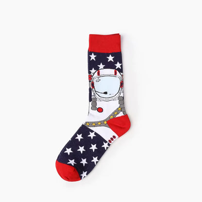 1 Pair Art Socks New Men Women Cotton Socks Couple Funny Socks Flower Bird Long Colorful Socks EUR39-44