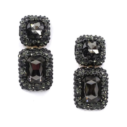 Luxury Blue Crystal Square Dangle Earrings for Women Europe Style Noble Elegant Banquet Party Jewelry Accessories 2024 New