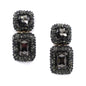 Luxury Blue Crystal Square Dangle Earrings for Women Europe Style Noble Elegant Banquet Party Jewelry Accessories 2024 New
