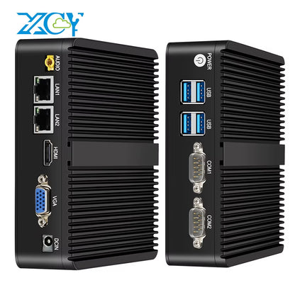 XCY Fanless Mini PC  Celeron J6412 N5105 2X Gbe LAN 2X RS232 HDMI VGA Wifi 4G LTE Windows 10 Linux Industrial Computer