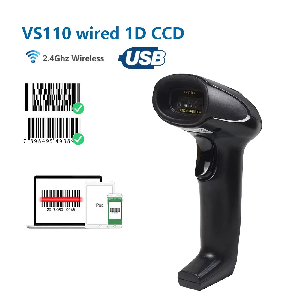 1D/2D Supermarket Handhel Barcode Bar Code Scanner Reader QR PDF417 Bluetooth 2.4G Wireless &Wired USB Platform