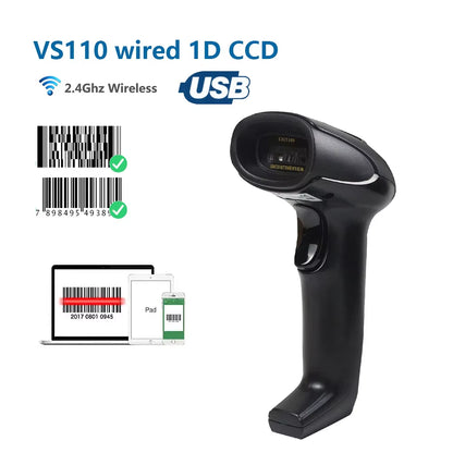 1D/2D Supermarket Handhel Barcode Bar Code Scanner Reader QR PDF417 Bluetooth 2.4G Wireless &Wired USB Platform
