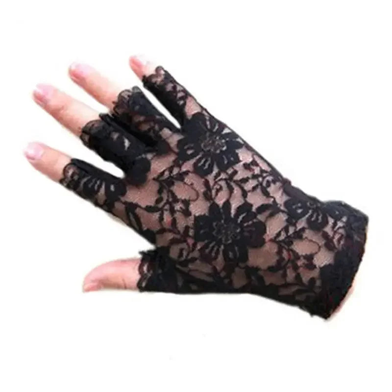 Womens Sexy Dressy Lace Gloves Sunscreen Short Gloves Fingerless Lace Driving Gloves Spring and Summer Mittens Accessories