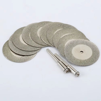 10Pcs 35Mm Stone Jade Glass Diamond Cutting Disc Fit for Rotary Tool Dremel Accessories Drills Cutting Blade with Two Mandrel
