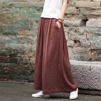 2025 Spring Fashion Cotton Wide Leg Pants plus Size Female Loose Casual Cotton Linen Pants Trouser Autunm Vintage Long Pants