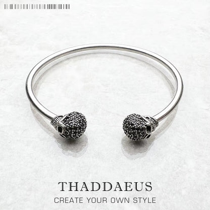 Bracelet Bangles Skull Pave Europe Style Fashion Karma Punk Jewelry Gift for Rebel Men Women in 925 Sterling Silver