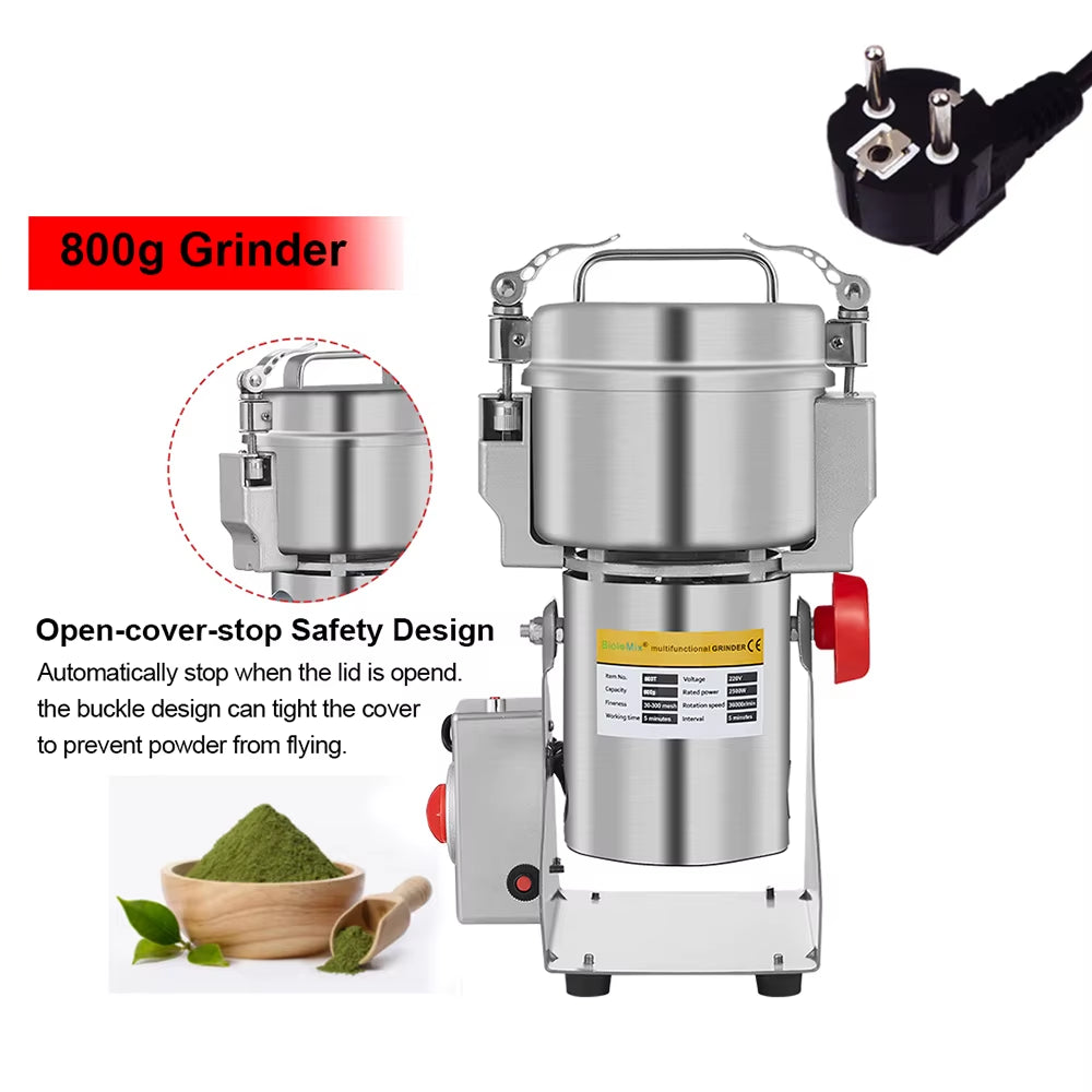 800G 700G Grains Spices Herbals Cereals Coffee Dry Food Grinder Mill Grinding Machine Gristmill Flour Powder Crusher