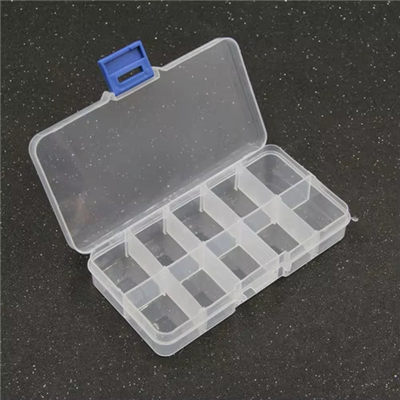 1Pcs Square Transparent Plastic Storage Box Case 10/24 Slot Adjustable for Pills Jewelry Beads Earring Case Organizer