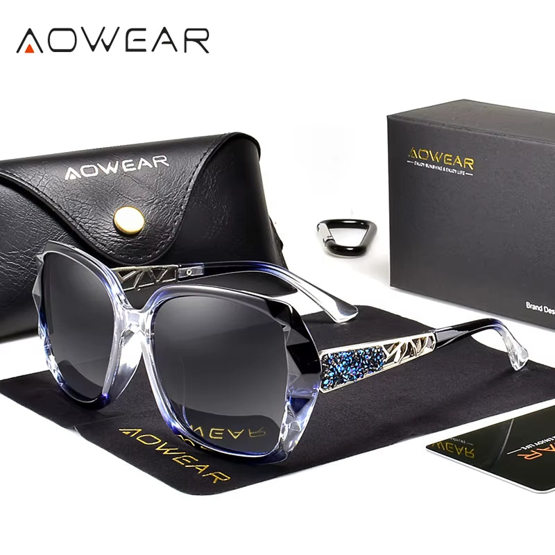Women'S Luxury Gradient Oversized Sunglasses Women Polarized Square Vintage Sun Glasses Ladies Diamond Shades Gafas De Sol Mujer