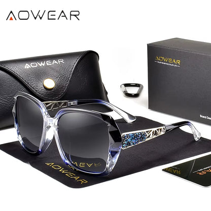 Women'S Luxury Gradient Oversized Sunglasses Women Polarized Square Vintage Sun Glasses Ladies Diamond Shades Gafas De Sol Mujer