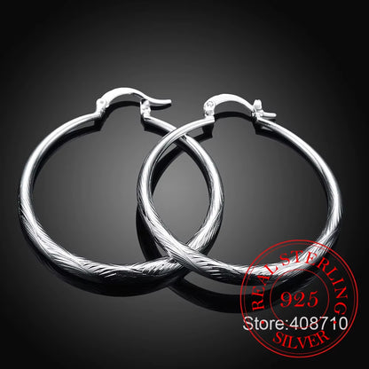 925 Sterling Silver Hip Hop round Earrings for Women Large Circle 4.0Cm Piercing Hoop Earring Dropship Suppliers