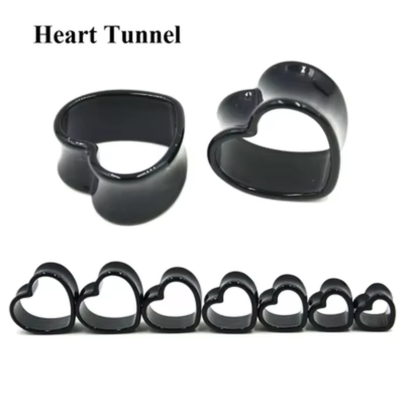 Bog-Pair Black Heart Ear Tunnel Gauge Acrylic Ear Spiral Plugs Ear Taper Stretchers Gauge Expander Saddle Ear Plugs 4-25Mm