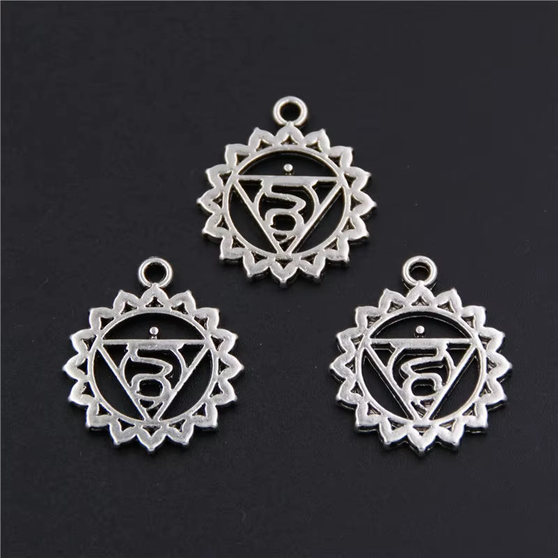 21Pcs Silver Color 7 Chakra Charms Mandala Pendant Yoga OM Buddhist Metal for Jewelry Making Supplies
