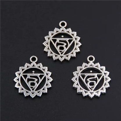 21Pcs Silver Color 7 Chakra Charms Mandala Pendant Yoga OM Buddhist Metal for Jewelry Making Supplies