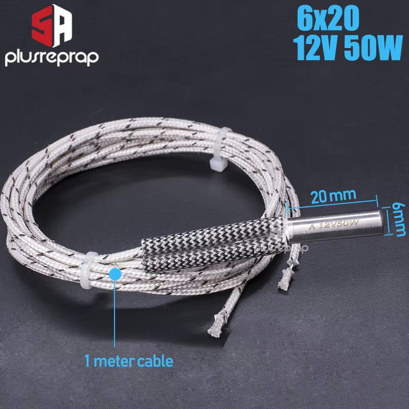 6X16 6X20 6X30Mm Ceramic Cartridge Heater 12V 24V 40W 50W 60W 70W for CNC 3D Printer Print Head Hotend J-Head
