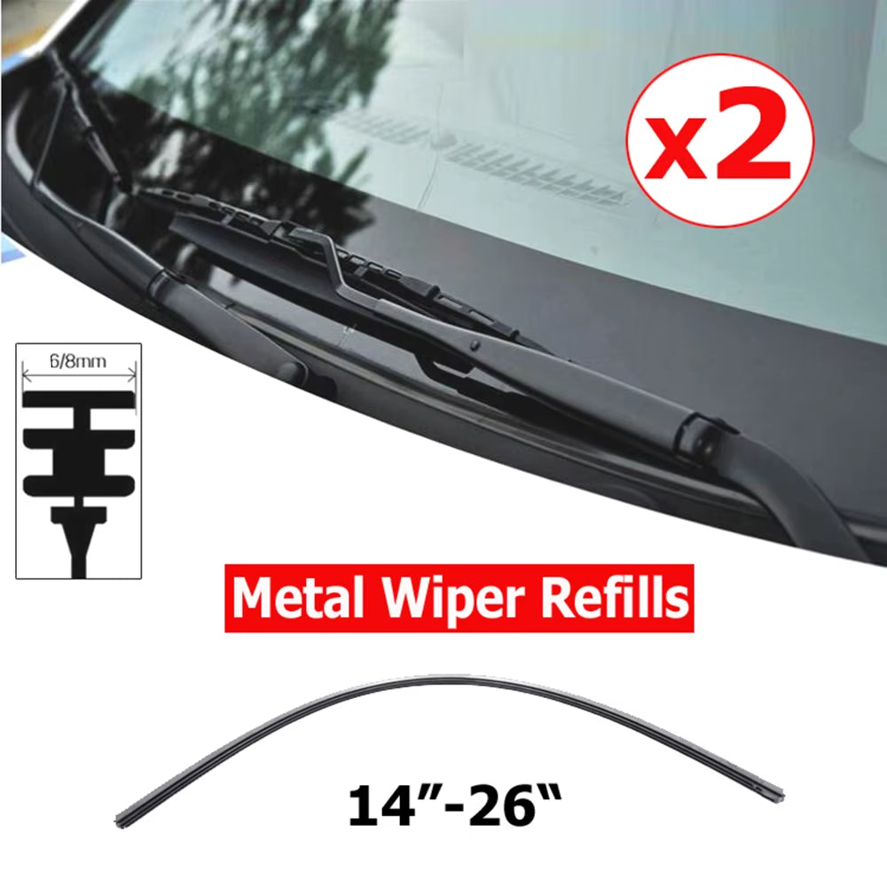 2Pcs/Lot Car Rubber Vehicle Insert Strips Wiper Blade Blades (Refill) 6Mm/8Mm 14"16"22"24"26" Car Accessories Soft Refills