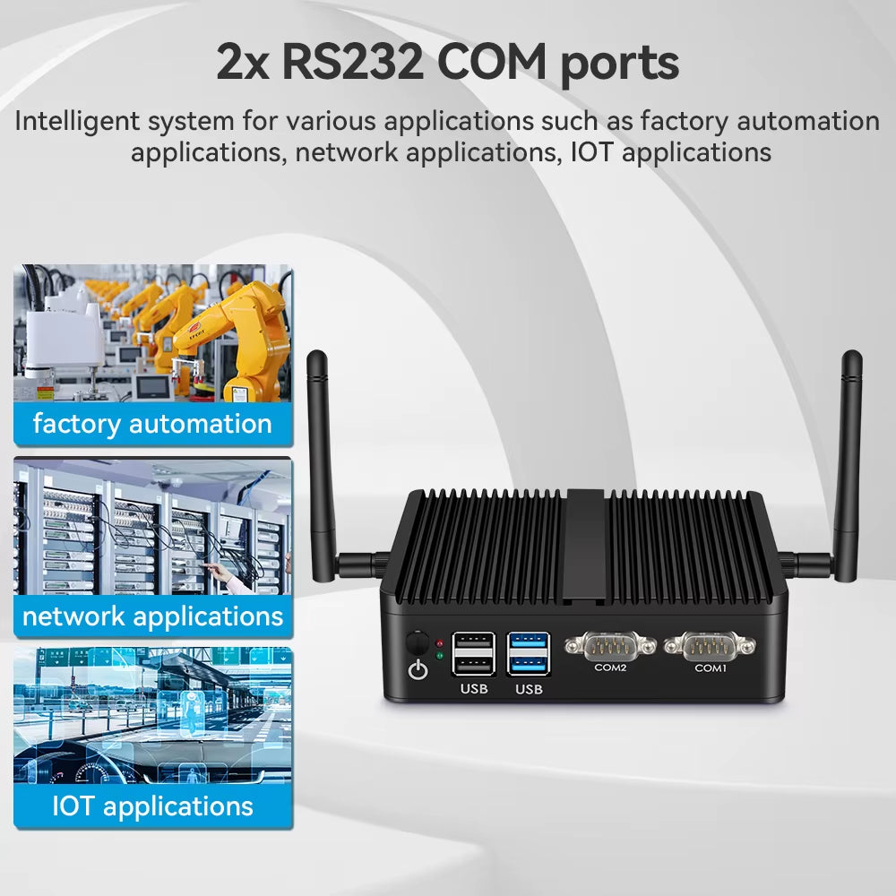 XCY Fanless Mini PC  Celeron J6412 N5105 2X Gbe LAN 2X RS232 HDMI VGA Wifi 4G LTE Windows 10 Linux Industrial Computer