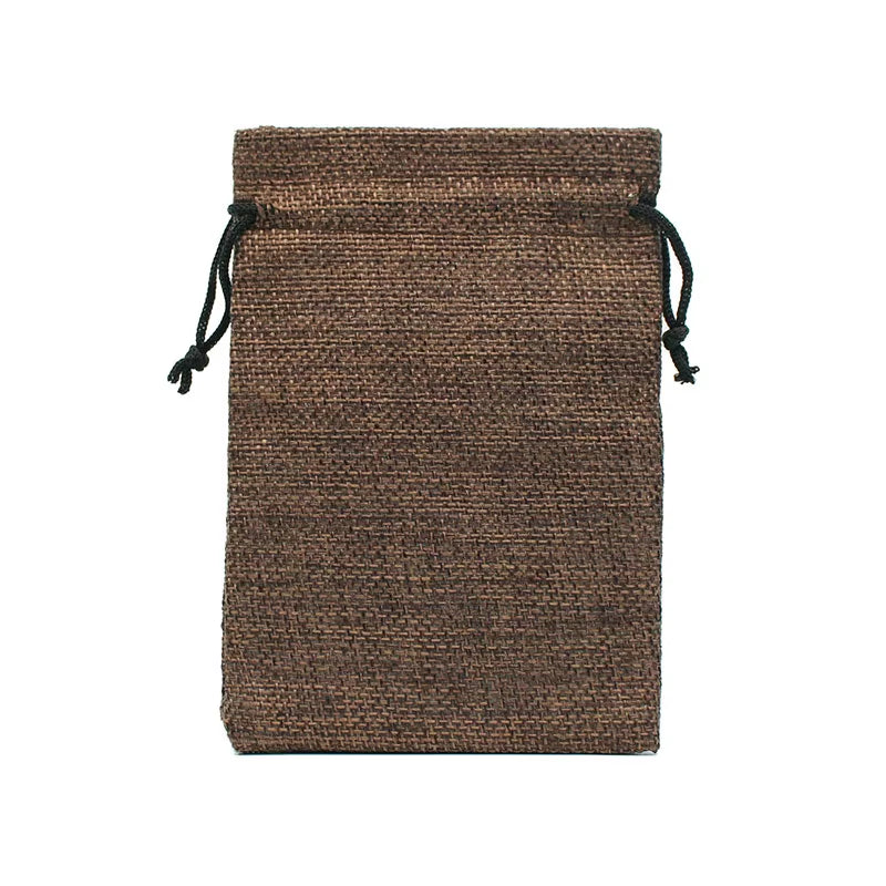 50Pcs/Lot Drawstring Natural Burlap Bag Jute Gift Bags Multi Size Jewelry Packaging Wedding Bags with Candy Bag Can Custom Logo