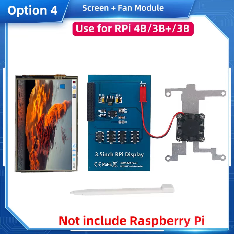 Raspberry Pi 3.5 Touch Screen 480*320 LCD TFT Display Optional ABS Metal Case Cooling Fan for Raspberry Pi 4 Model B or 3B+ 3B