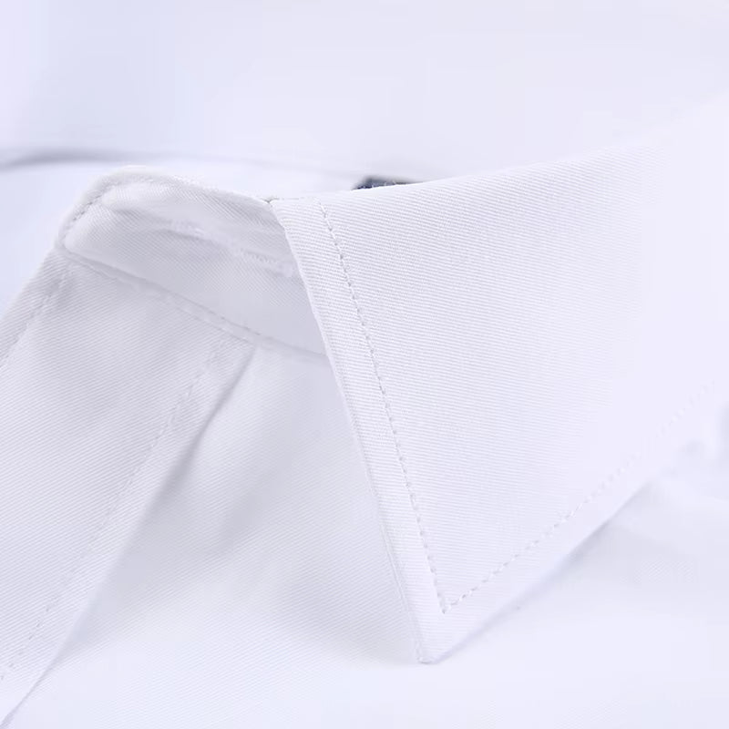 Men'S Classic Long Sleeve Standard-Fit Dress Shirts Formal Business Social Simple Basic Design White Work Office Casual Shirt